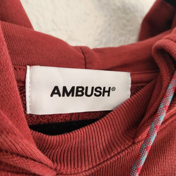 Ambush Size Medium Embroidered Logo Hoodie Red Single Cord New - Picture 7 of 8